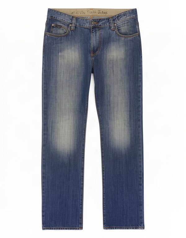 Calvin Klein Mens Straight Jeans W34 L34 Blue Cotton