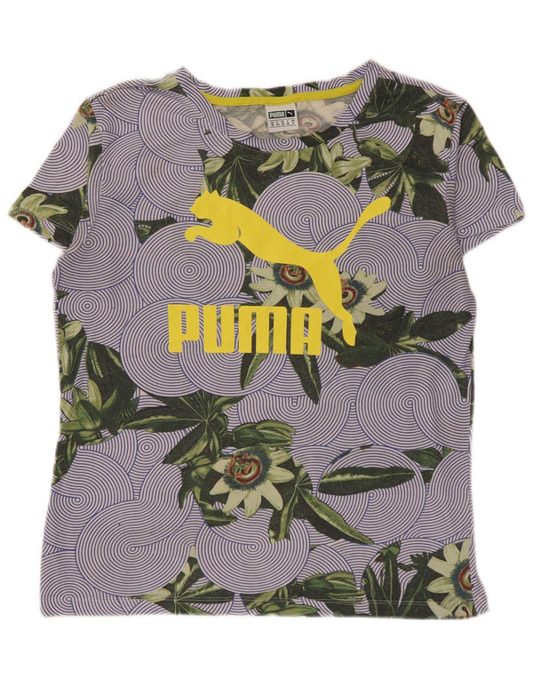 Puma T-shirt grafica da donna Top UK 8 Small multicolore floreale hawaiano