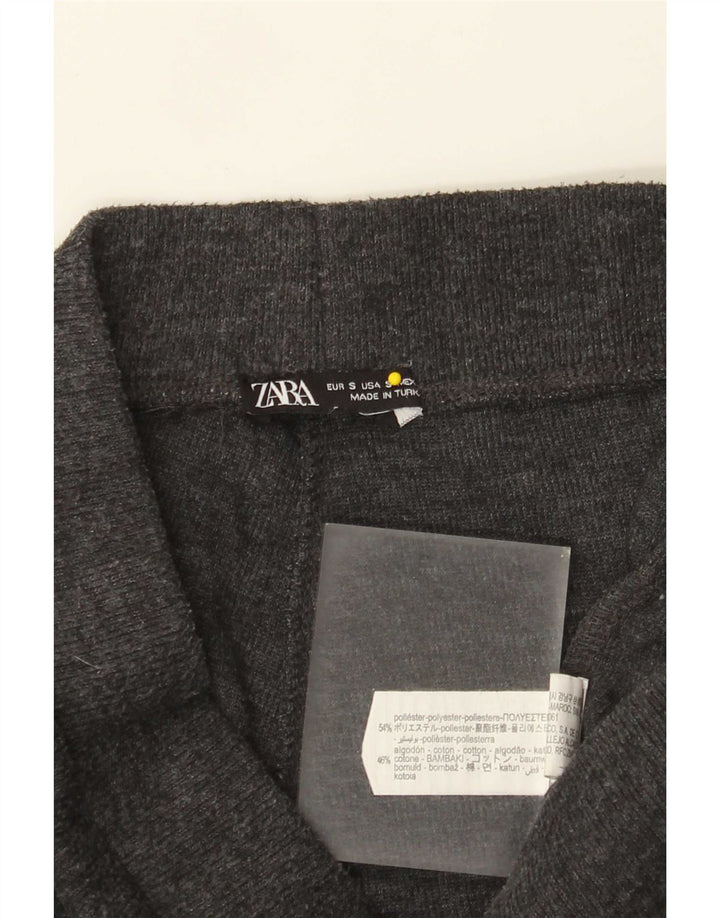 Pantaloni da tuta da donna in maglia a gamba larga Zara UK 8 piccoli poliestere grigio