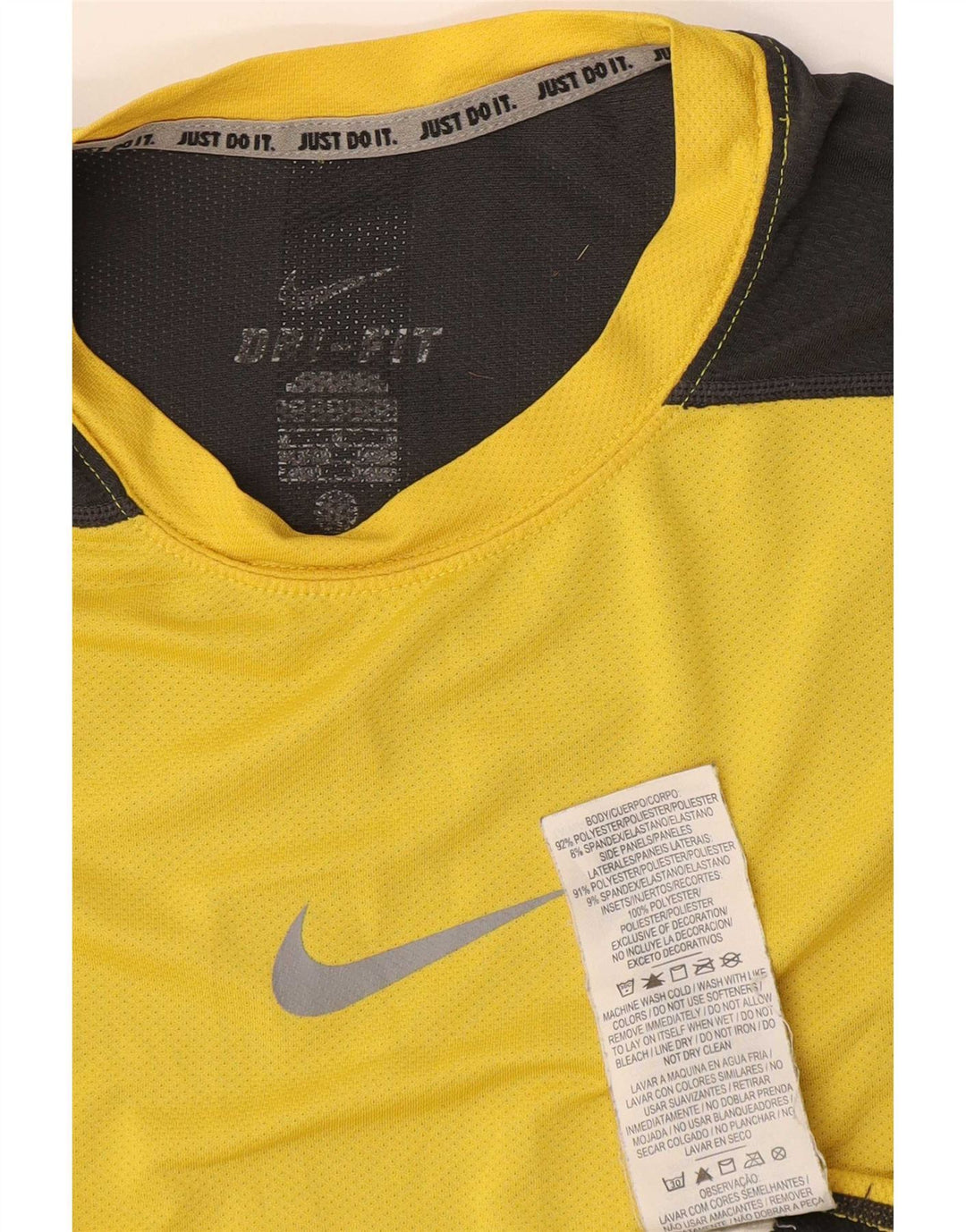 Canotta Nike Dri Fit da uomo, piccola, in poliestere color block giallo
