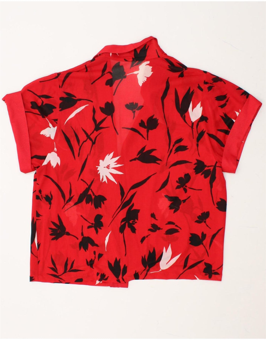 FABER Womens See Through Cardigan Top IT 46 Large Red Floral Triacetate Vintage Faber and Second-Hand Faber from Messina Hembry 