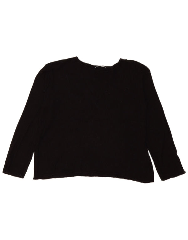 Top Zara da donna oversize a maniche lunghe UK 10 piccolo in viscosa nera