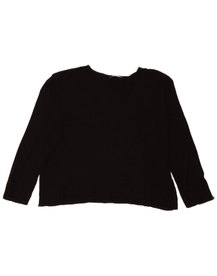Top Zara da donna oversize a maniche lunghe UK 10 piccolo in viscosa nera