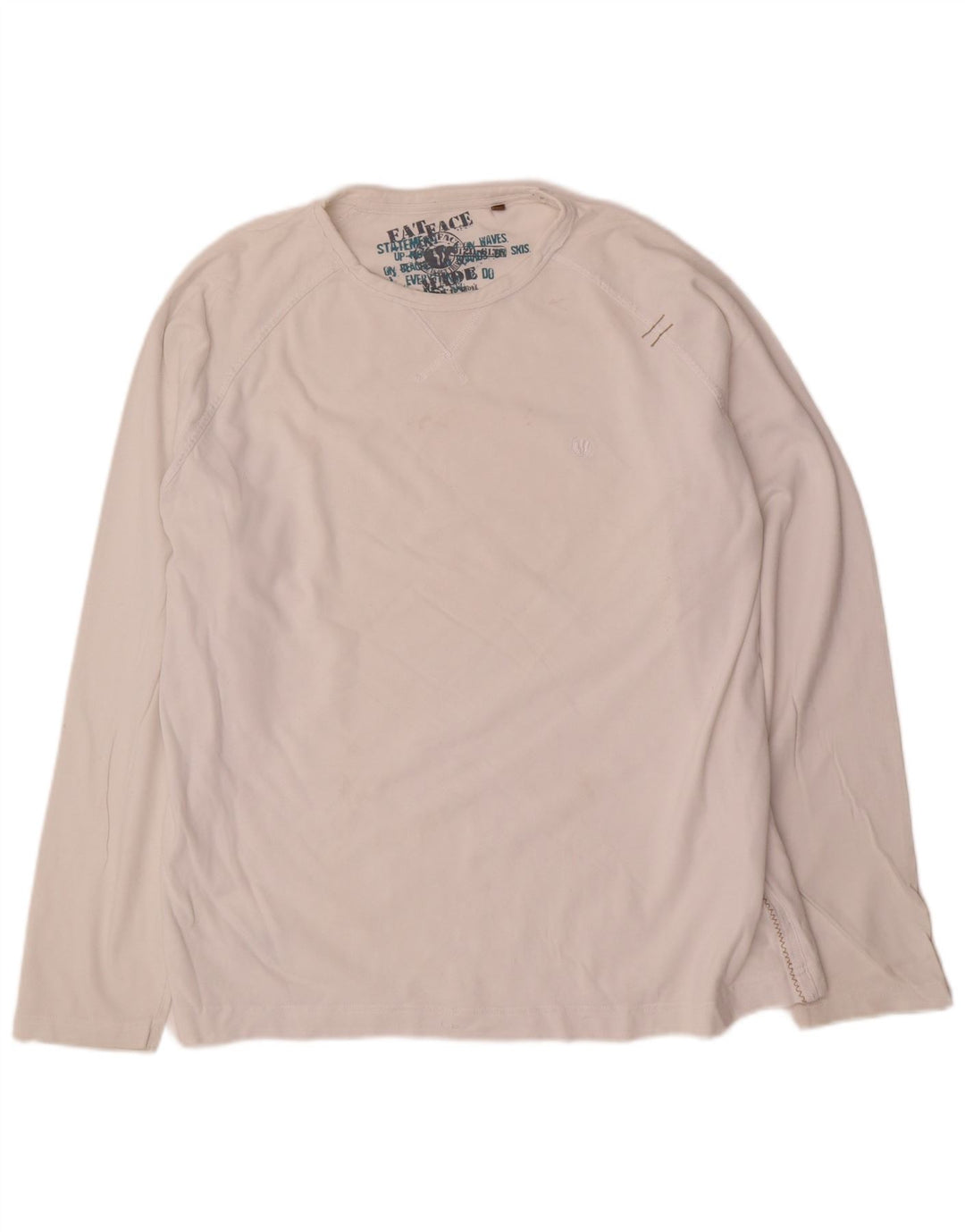 Fat Face Top da uomo a maniche lunghe in cotone bianco grande