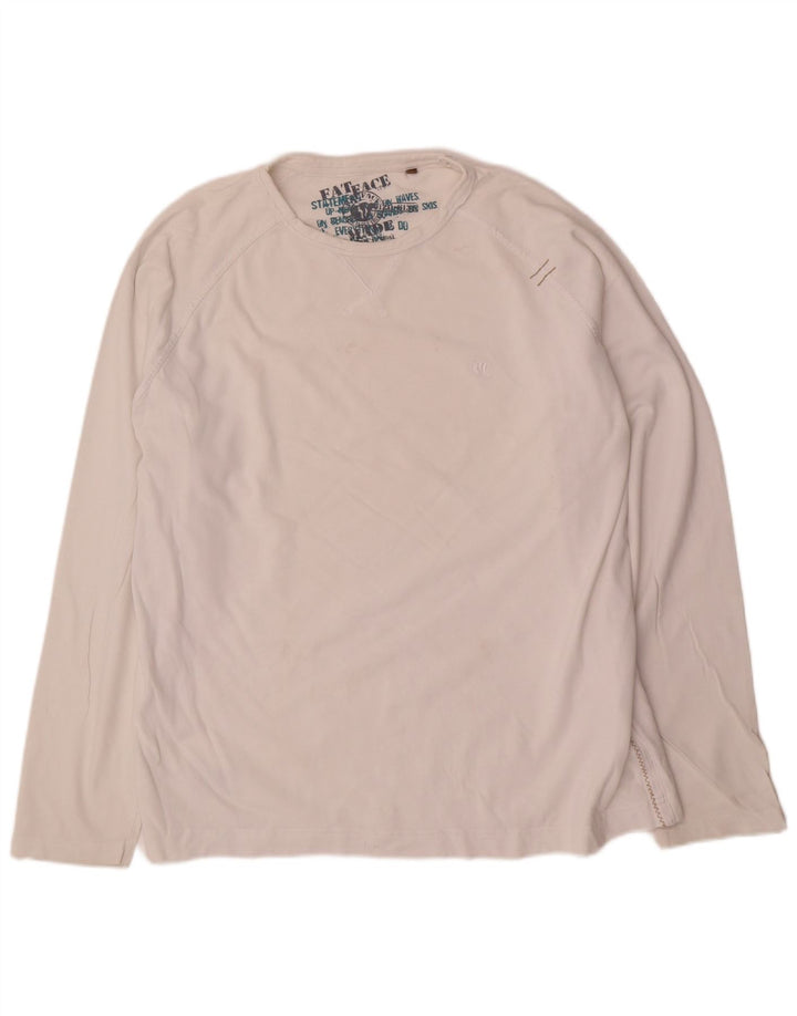 Fat Face Top da uomo a maniche lunghe in cotone bianco grande