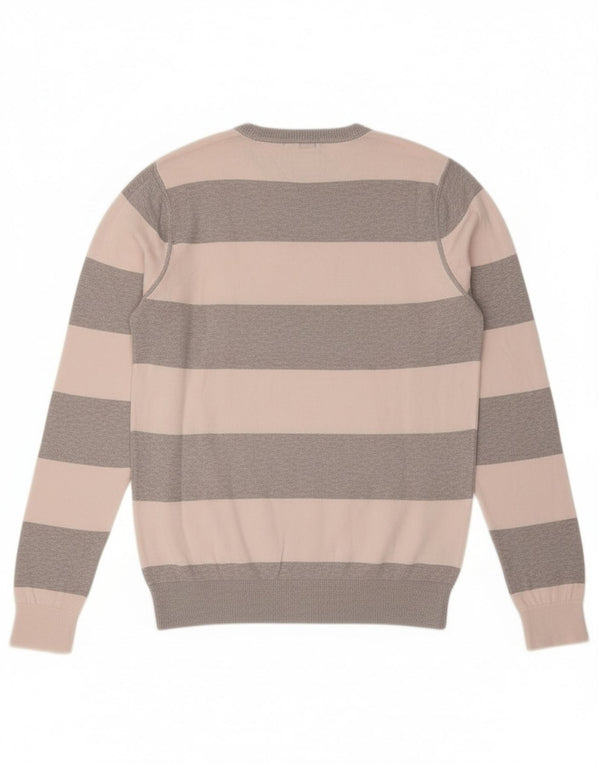 Maglione maglione girocollo da uomo Tommy Hilfiger in cotone a righe grigio medio