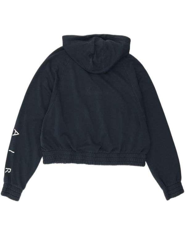 Felpa con cappuccio e zip corta oversize da donna Nike UK 18 XL cotone blu navy