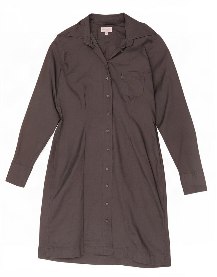 Abito camicia a maniche lunghe da donna Ted Baker taglia 3 acetato grigio medio