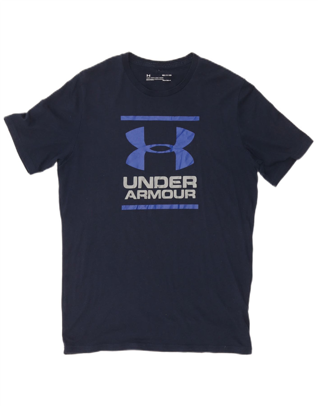 T-shirt grafica da uomo UNDER ARMOUR Heat Gear Top piccola in cotone blu navy