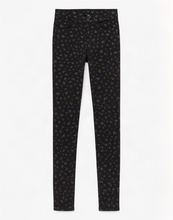 Pantaloni casual skinny da donna Benetton UK 6 XS W25 L28 Cotone floreale grigio