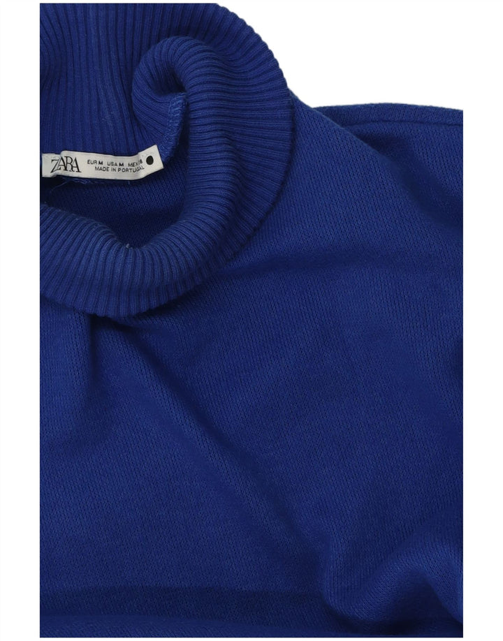 Maglione corto con collo alto da donna Zara UK 14 Blu medio