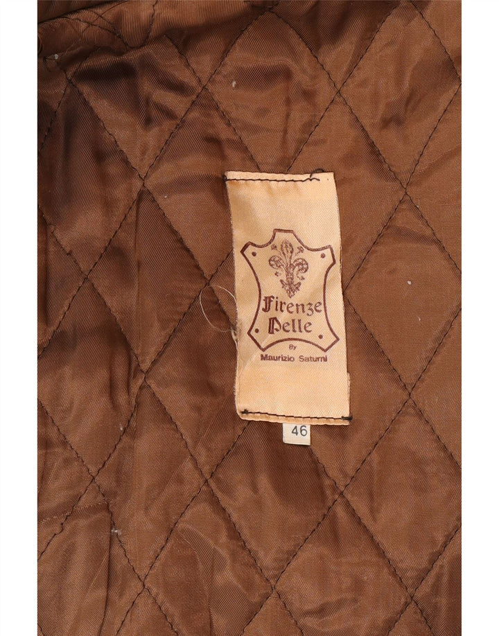 Cappotto in pelle vintage da donna IT 46 grande in pelle marrone