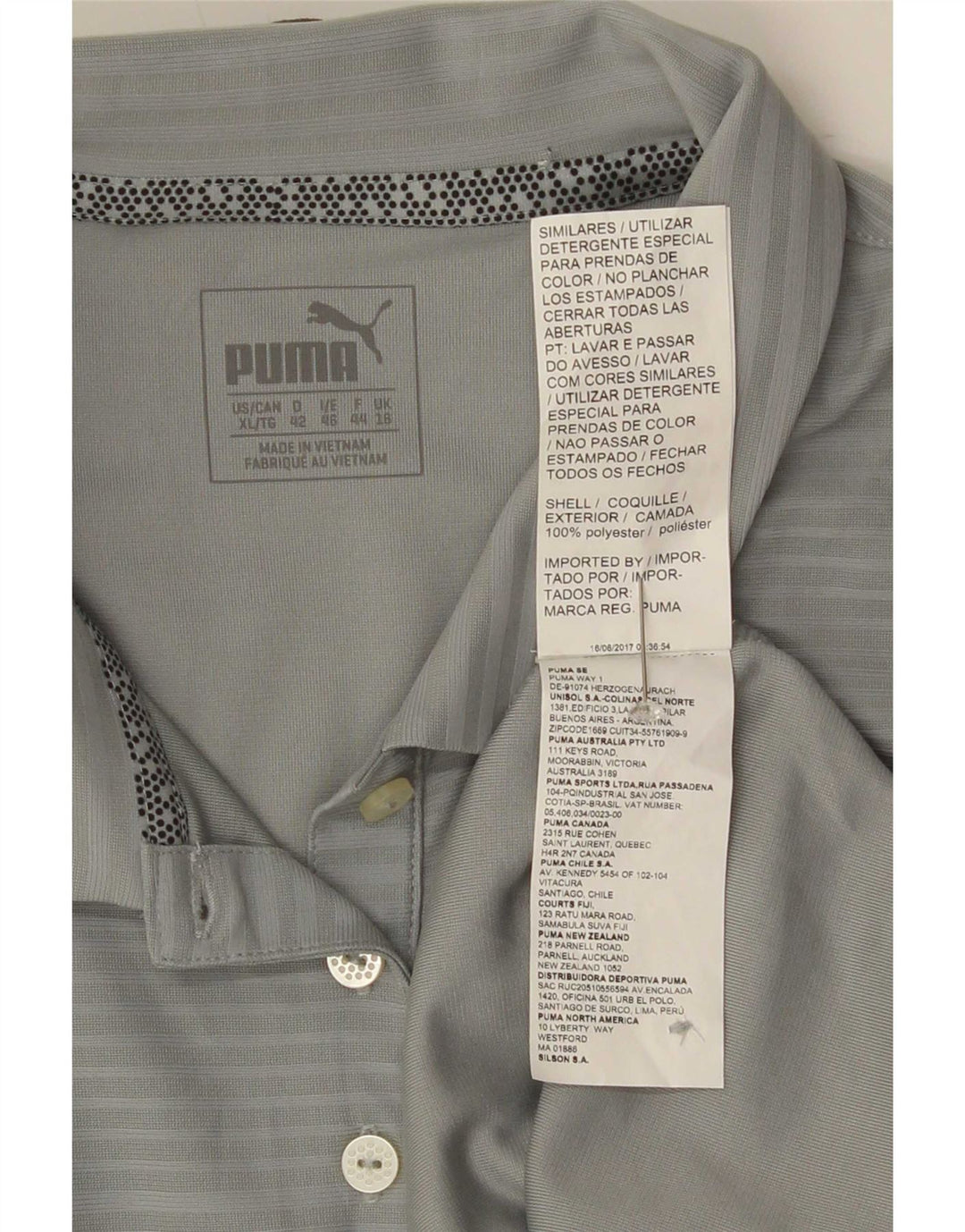Polo da donna Puma UK 16 grande poliestere gessato grigio