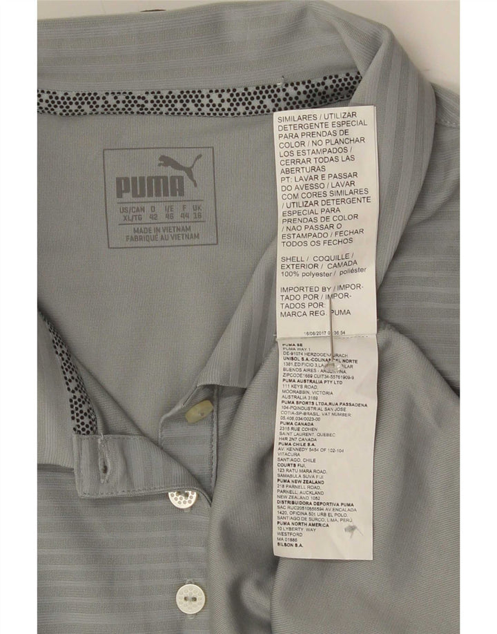Polo da donna Puma UK 16 grande poliestere gessato grigio