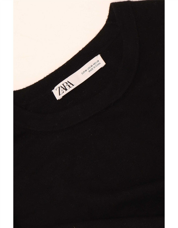 Maglione maglione con scollo a barca da donna Zara UK 12 medio nero