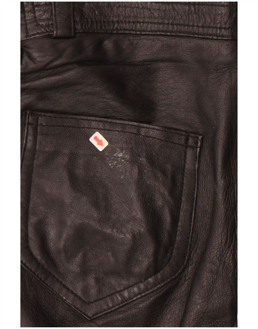 Pantaloni dritti in pelle da donna VINTAGE IT 40 Small W28 L28 Pelle nera