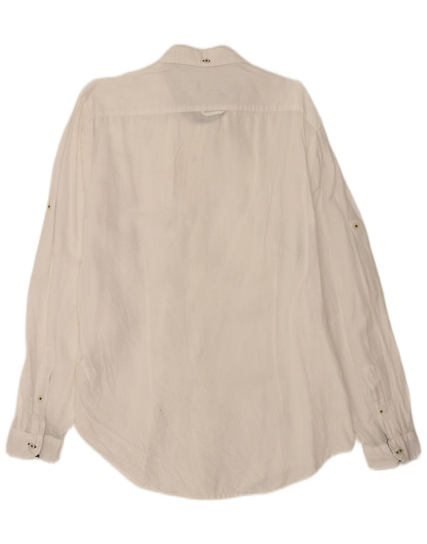 Camicia Zara da uomo slim fit XL in lino bianco