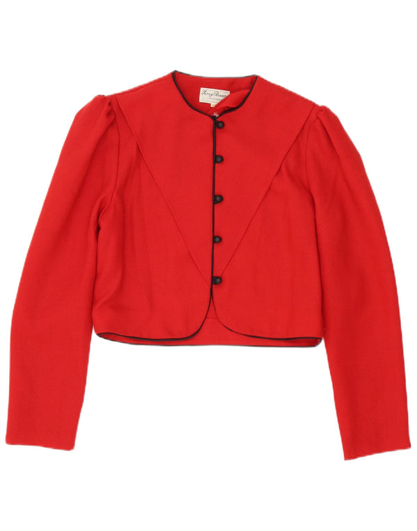 Set gonna vintage da donna a 5 bottoni in 2 pezzi UK 12 medio W28 poliestere rosso