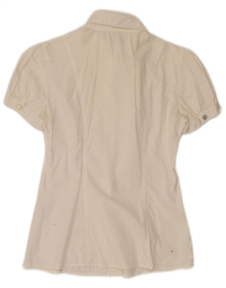 BENETTON Camicia a maniche corte da donna Camicetta UK 8 Small Bianco sporco