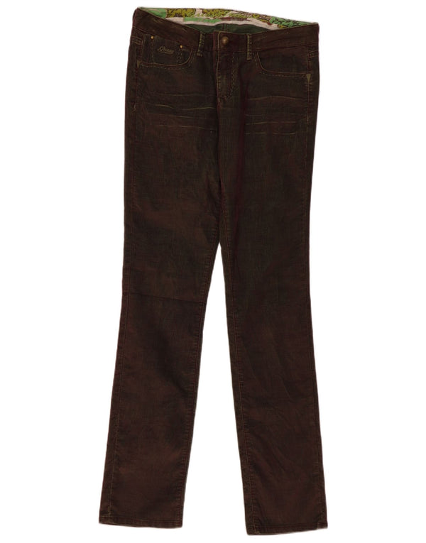 Pantaloni slim da donna in velluto a coste Guess W34 L34 Marrone