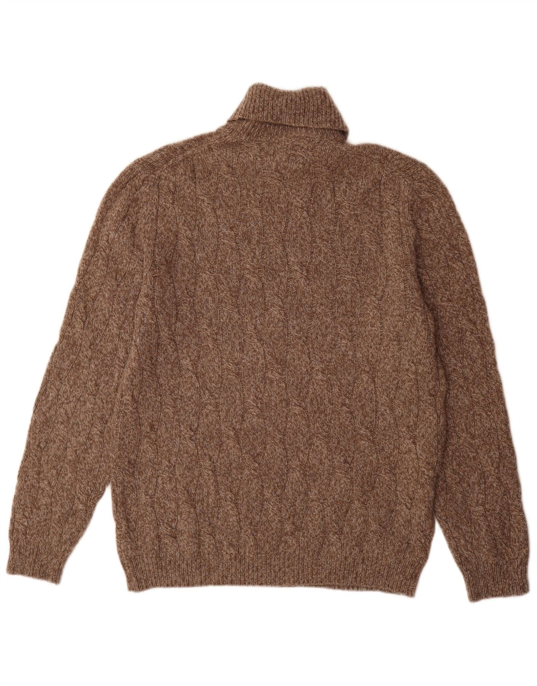 Massimo Dutti Maglione da uomo con collo alto e maglione grande marrone screziato