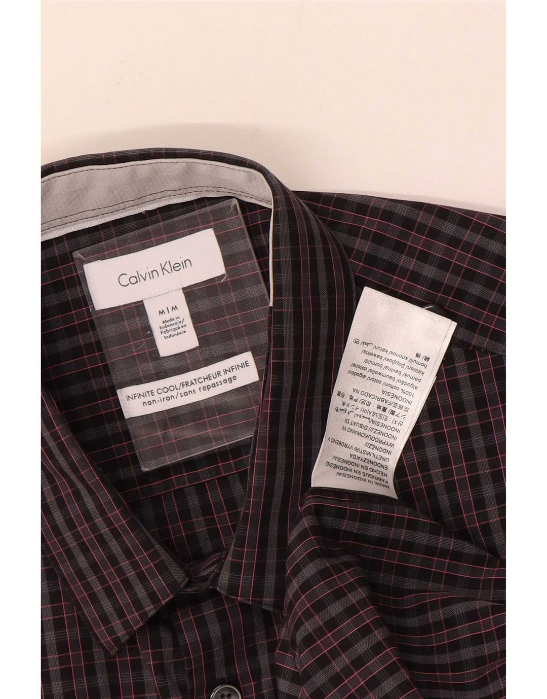 Camicia da uomo Calvin Klein in cotone a quadri grigio medio