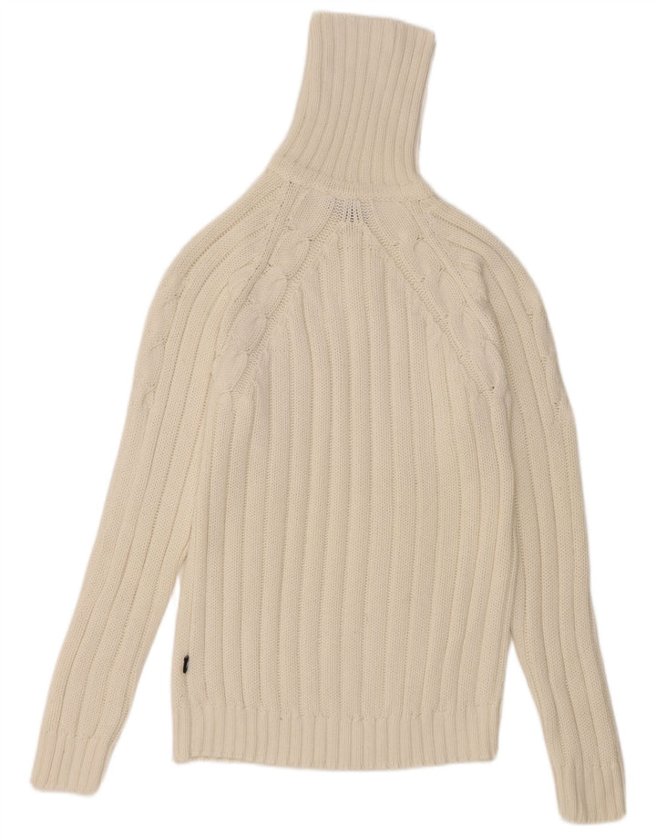 JOHN DEVIN Maglione da uomo con zip e collo piccolo in cotone bianco sporco