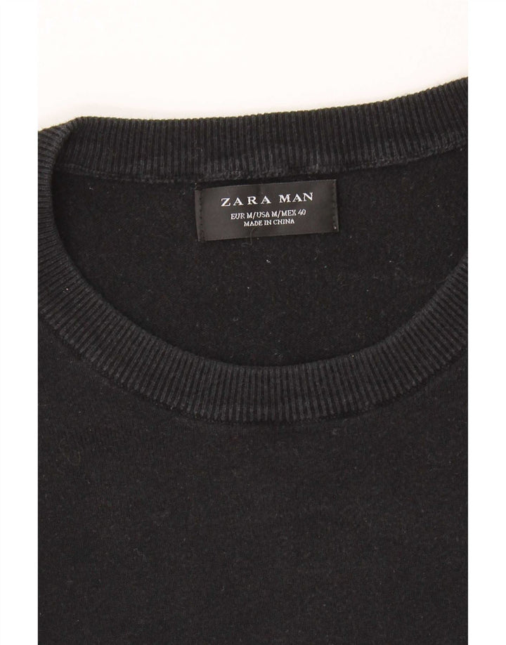 Maglione maglione girocollo con grafica da uomo Zara blu navy medio
