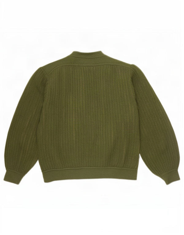 Maglione da donna Mariedda con collo a bottoni, UK 16, lana verde grande