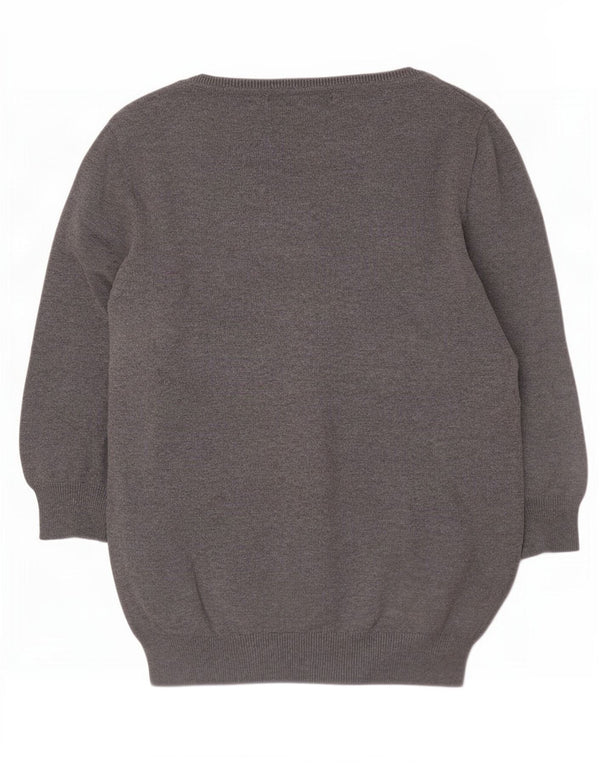 Maglione cardigan con maniche a 3/4 da donna Zara UK 12 Cotone grigio medio