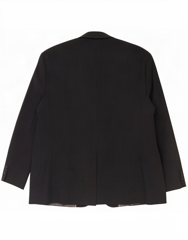 Giacca blazer corta a 3 bottoni Marks & Spencer da uomo UK 48 2XL Gessato nero