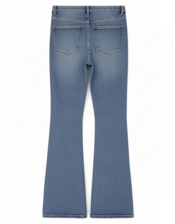 Jeans svasati a vita alta da donna Zara EU 36 XS W26 L32 cotone blu