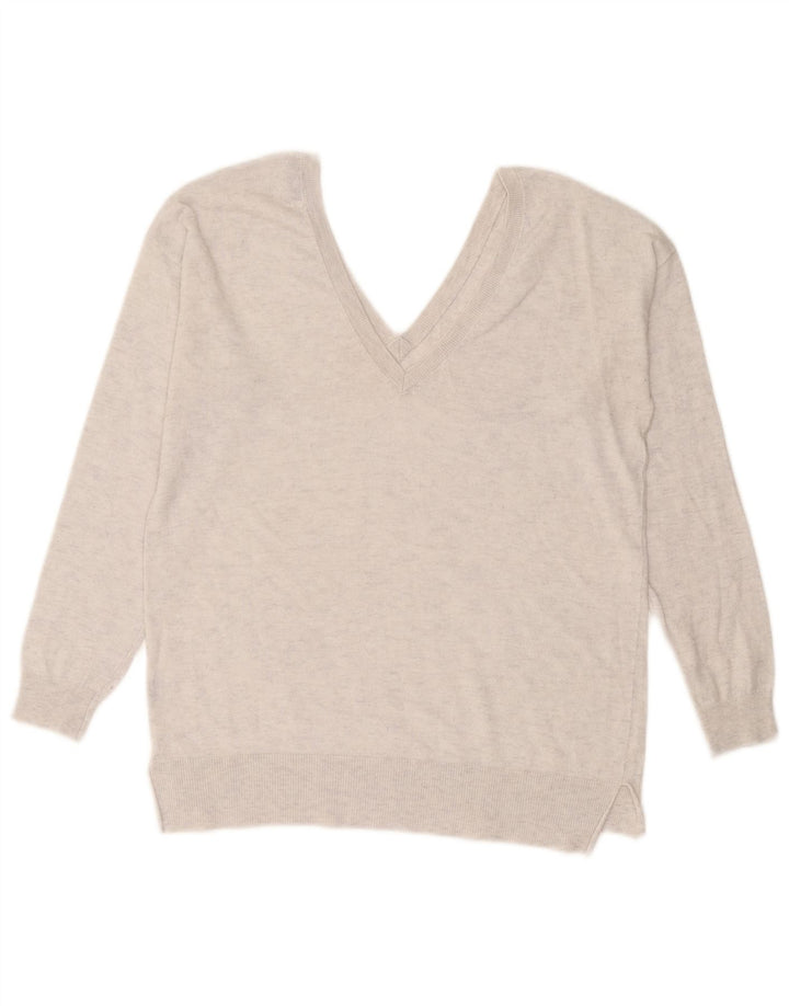 Maglione con scollo a V da donna Zara UK 16 grande grigio