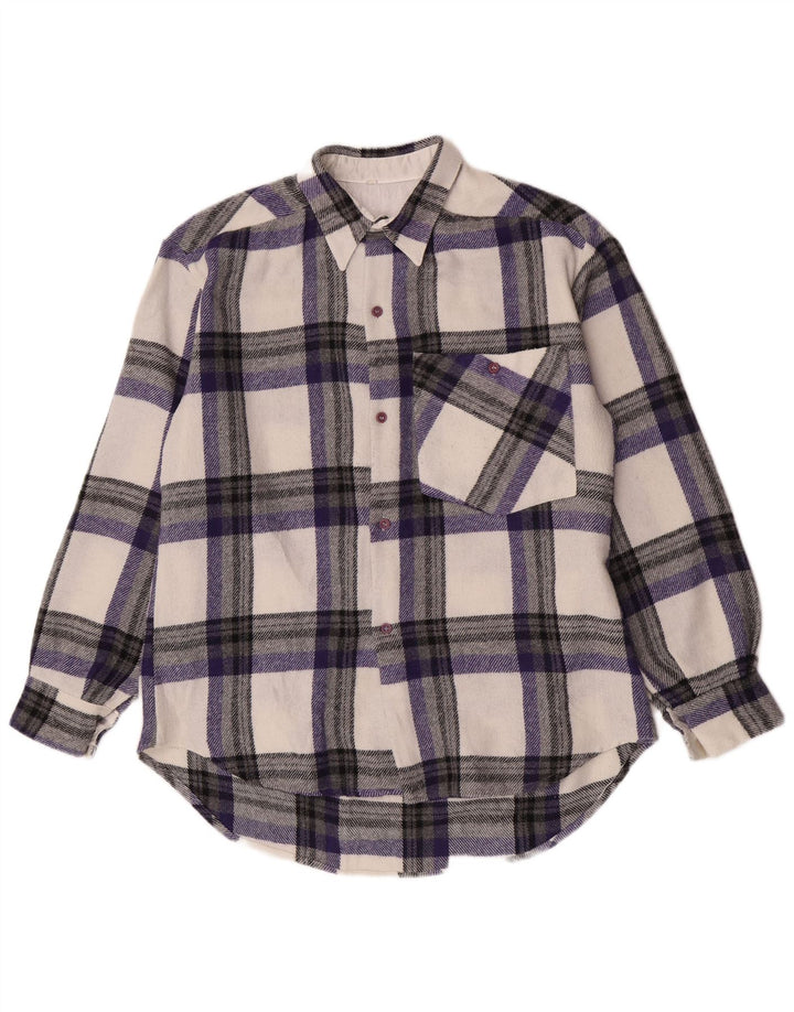 Camicia vintage da uomo oversize in flanella Piccolo poliestere scozzese multicolore