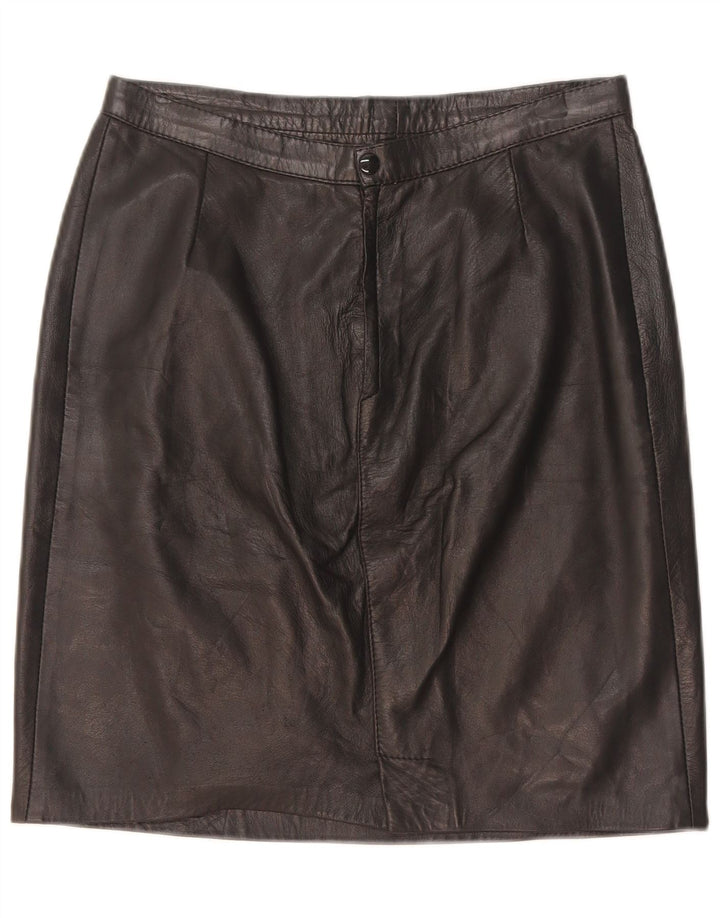 Gonna in pelle vintage da donna W28 media nera