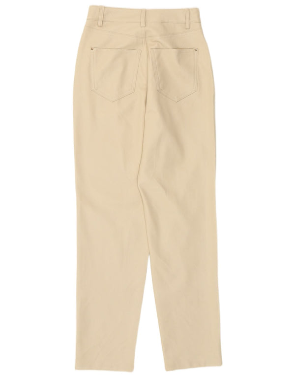 Pantaloni Zara da donna affusolati in ecopelle a vita alta EU 32 XS W22 L27 Beige