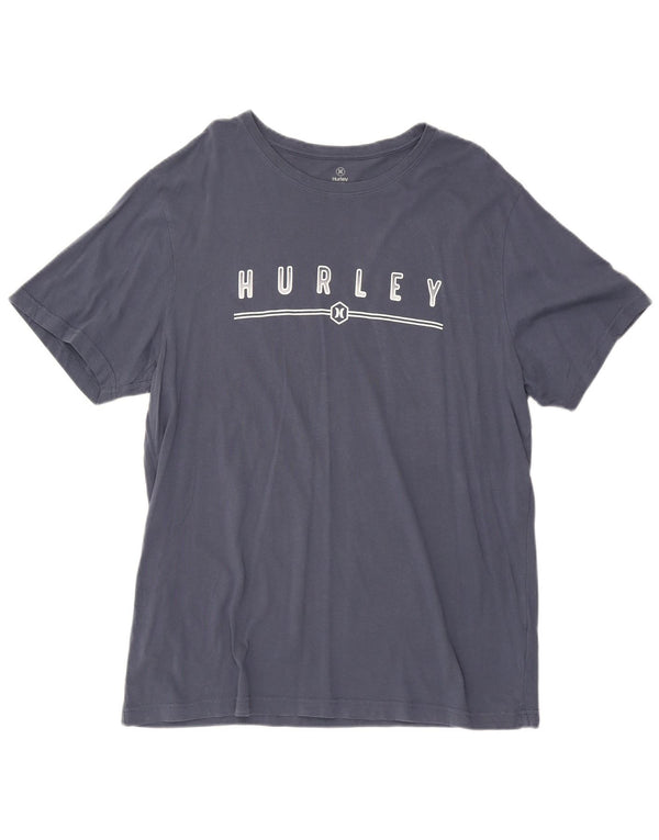 HURLEY Mens Graphic T-Shirt Top XL Navy Blue Cotton