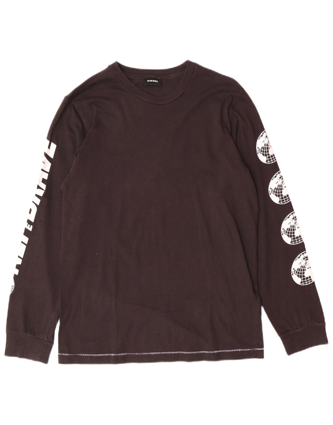 Diesel Top grafico da bambino a maniche lunghe 13-14 anni Nero