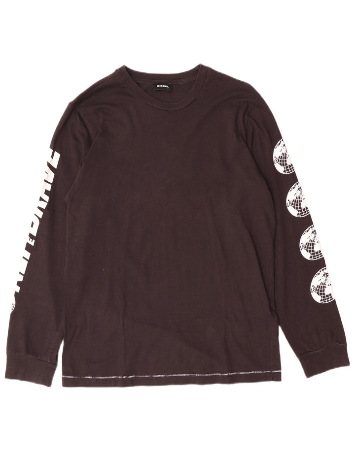 Diesel Top grafico da bambino a maniche lunghe 13-14 anni Nero