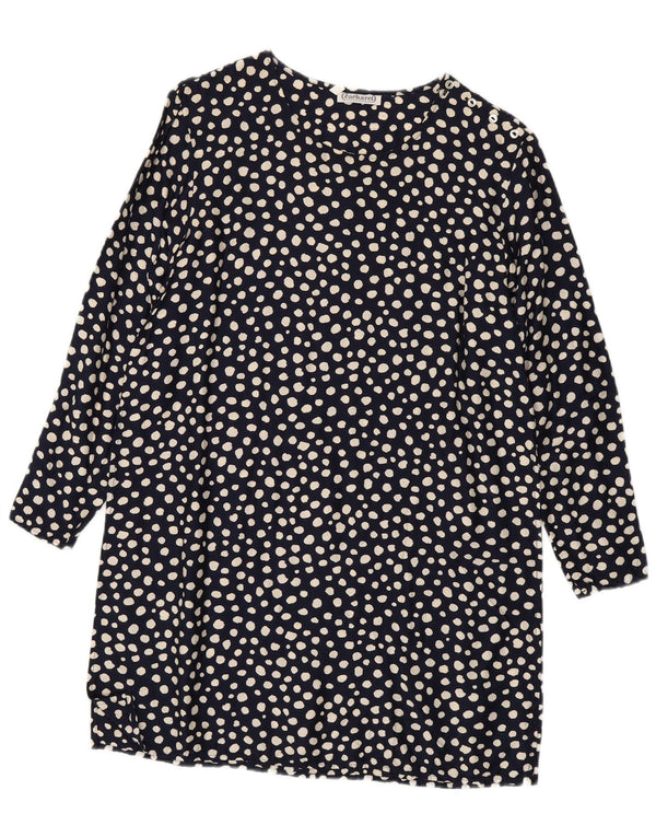 Abito a trapezio a maniche lunghe da donna Cacharel EU 38 medio blu navy a pois