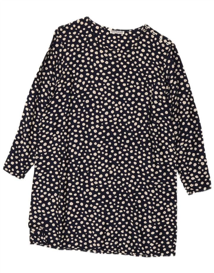 Abito a trapezio a maniche lunghe da donna Cacharel EU 38 medio blu navy a pois