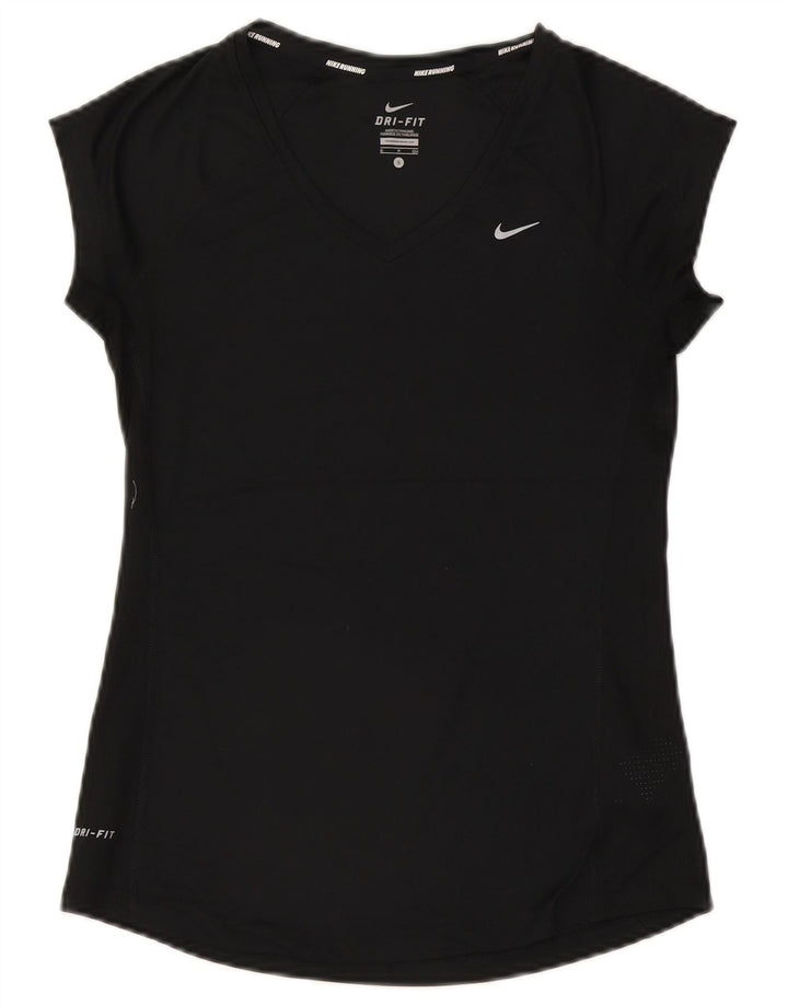 T-shirt Nike Dri Fit da donna Top UK 8 Small Nero Poliestere