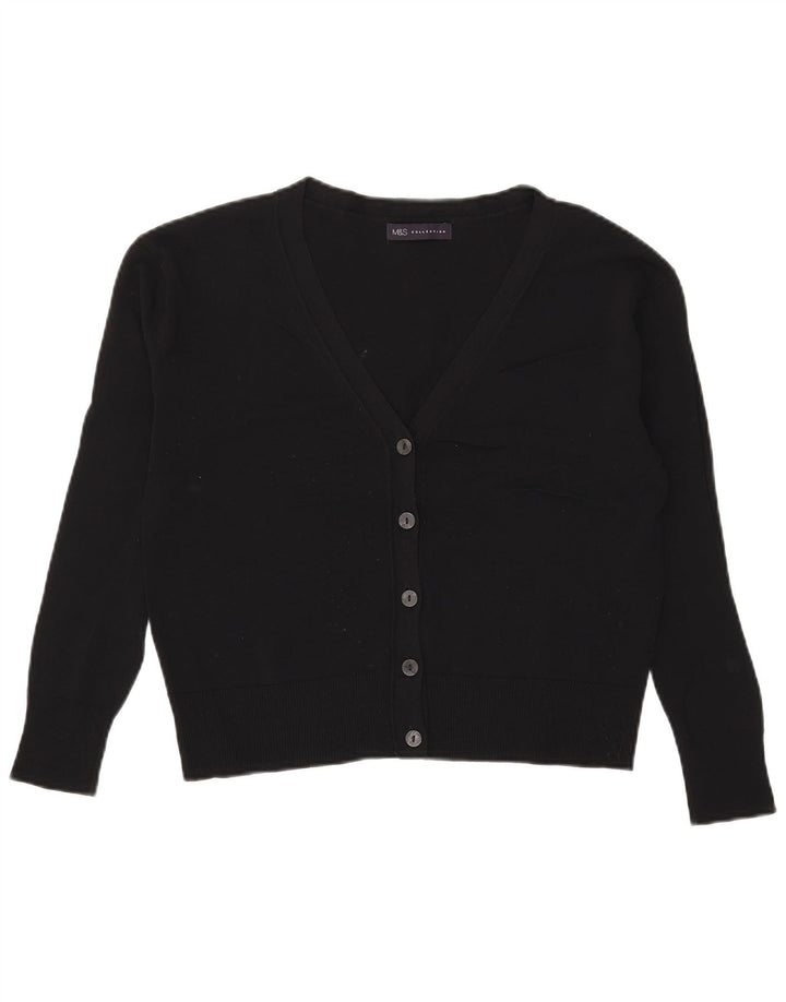 Maglione cardigan oversize corto da donna Marks & Spencer UK 8 piccolo nero