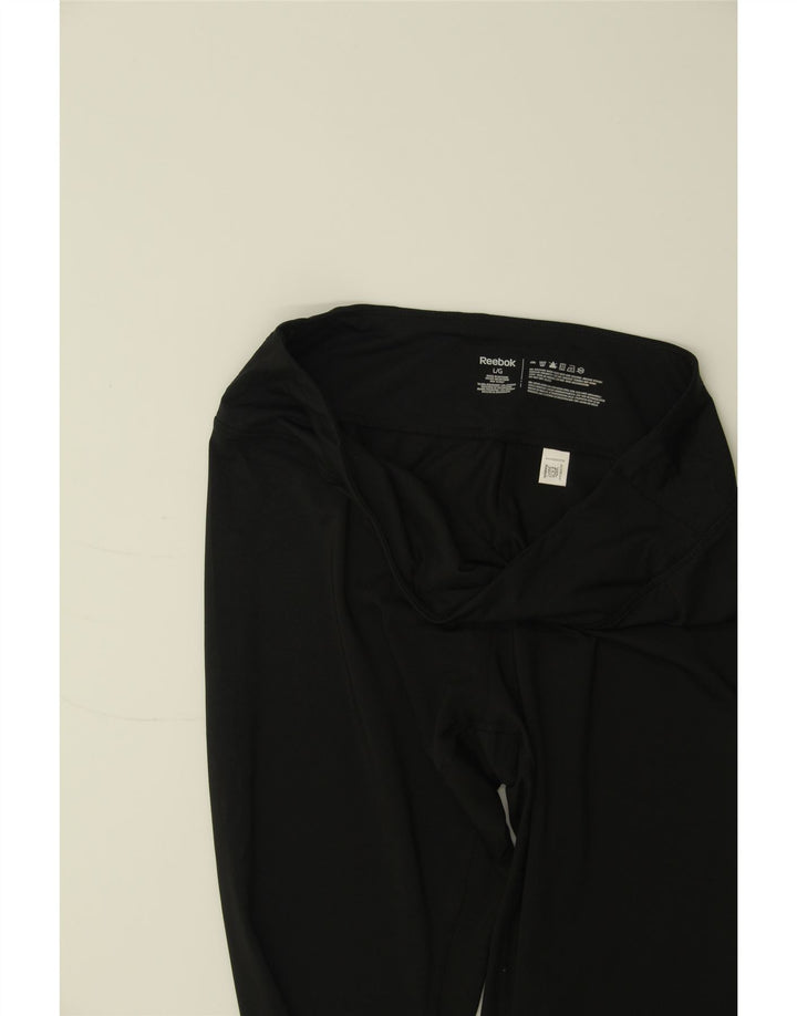 REEBOK Womens Graphic Capri Tracksuit Trousers UK 16 Large  Black Vintage Reebok and Second-Hand Reebok from Messina Hembry 