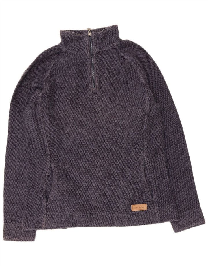 Felpa da donna con collo con zip Weird Fish, maglione, UK 12, cotone blu navy medio