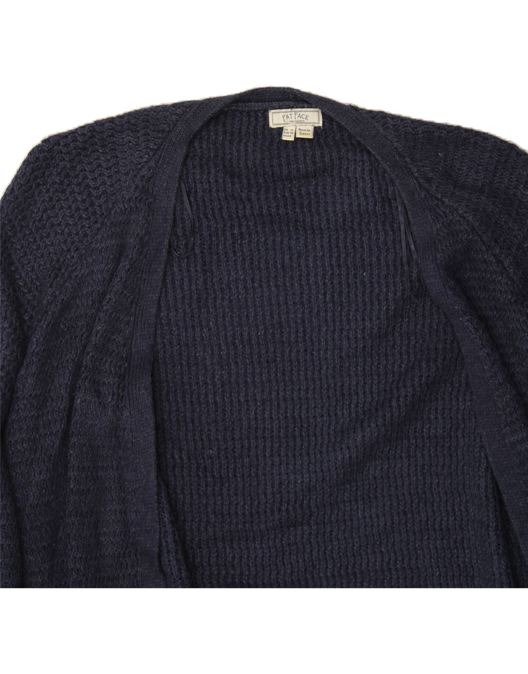 FAT FACE Womens Open Cardigan Sweater UK 12 Medium Navy Blue Acrylic Vintage Fat Face and Second-Hand Fat Face from Messina Hembry 