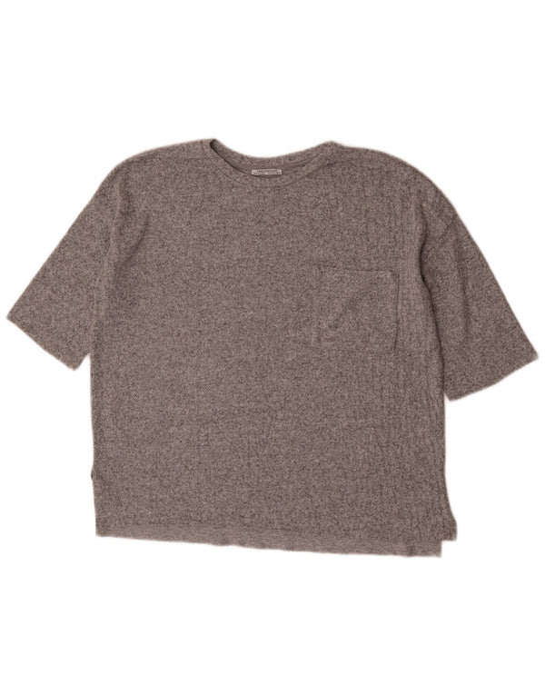 T-shirt oversize Zara Trafaluc da donna UK 10 piccola grigia chiazzata