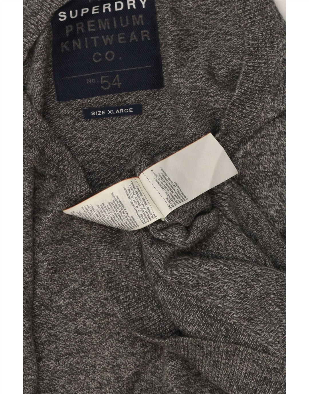 Maglione da uomo con scollo a V Superdry XL in cotone chiazzato grigio