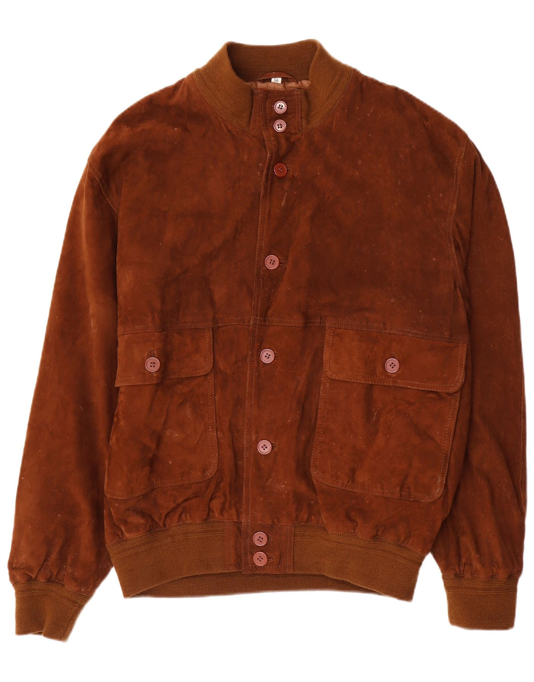 Giubbotto bomber vintage in pelle scamosciata da uomo IT 56 3XL in pelle marrone