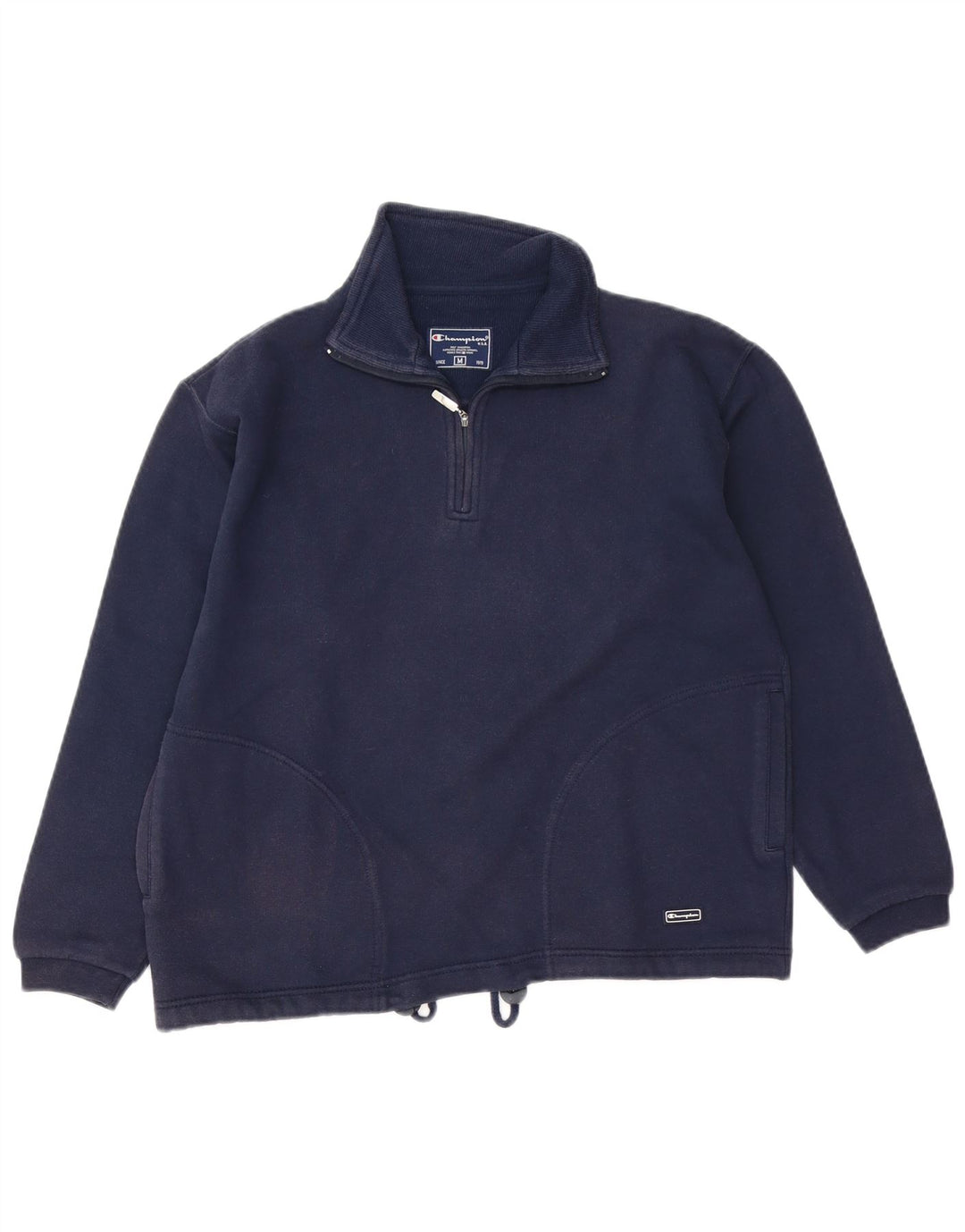 Felpa da donna con collo con zip CHAMPION, maglione UK 14, cotone blu navy medio